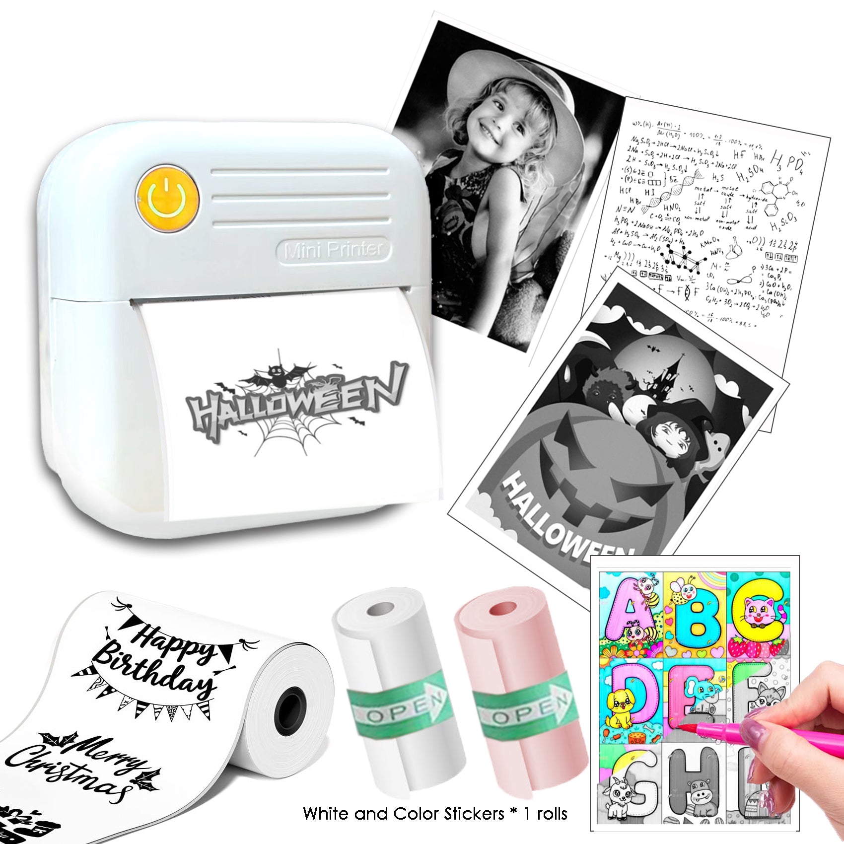 CTCMSP Sticker Printer Label Maker Machine,Bluetooth Inkless Printpods,Thermal Sticker Printer Perfect for Photos,Creative DIY,Study Notes,Pictures,Gift Supplies