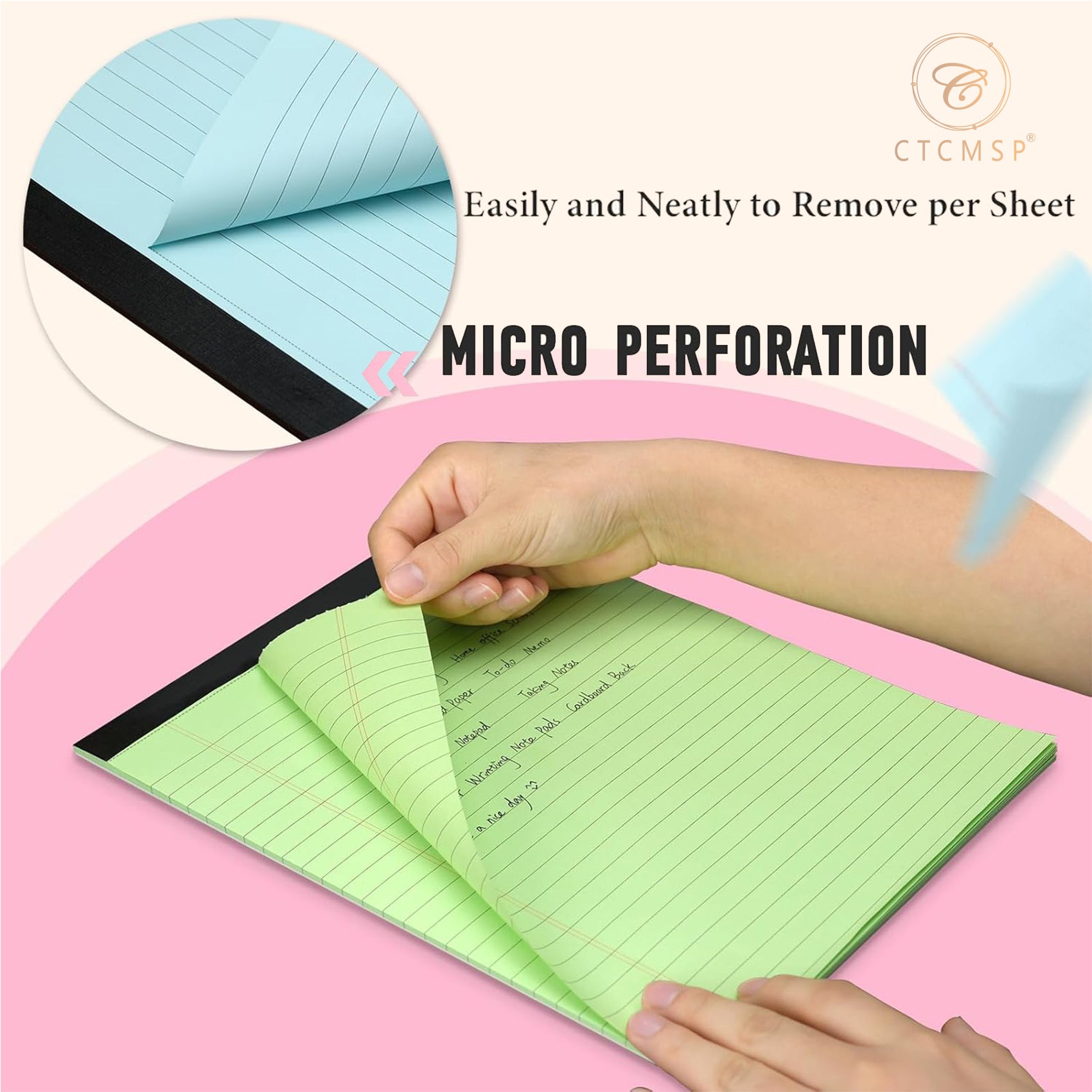 CTCMSP Note Pads Colored Legal Pads 5×8 Inch 6 Pack,Lined Writing Pads,600 Pages,Memo Note Paper for Study,Office,To-Do Lists