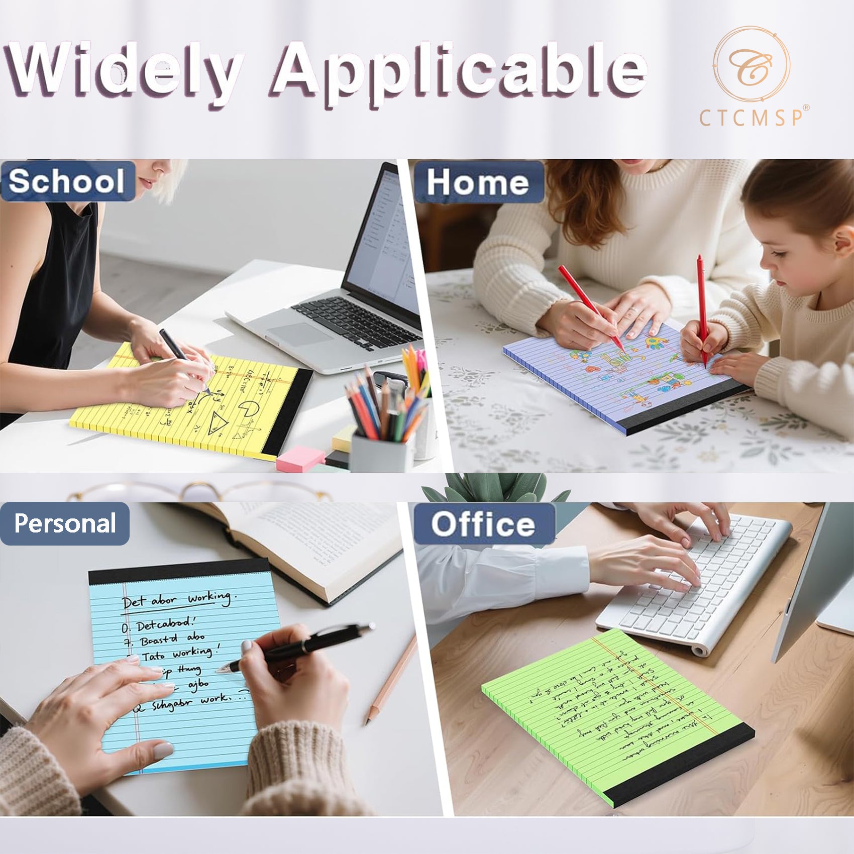 CTCMSP Note Pads Colored Legal Pads 5×8 Inch 6 Pack,Lined Writing Pads,600 Pages,Memo Note Paper for Study,Office,To-Do Lists