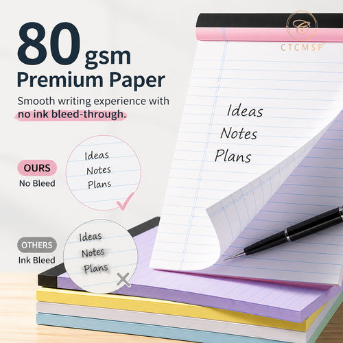 CTCMSP Note Pads Colored Legal Pads 5×8 Inch 6 Pack,Lined Writing Pads,600 Pages,Memo Note Paper for Study,Office,To-Do Lists