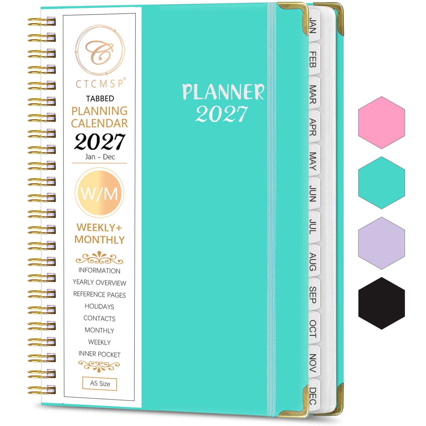 CTCMSP 2027 Planner Weekly Monthly Planner Calendar Notebook(Jan-Dec.2027,6.3"x8.5")Hardcover Daily Agenda Planner 2027 for Office,Home,Schedule,Academic Supplies