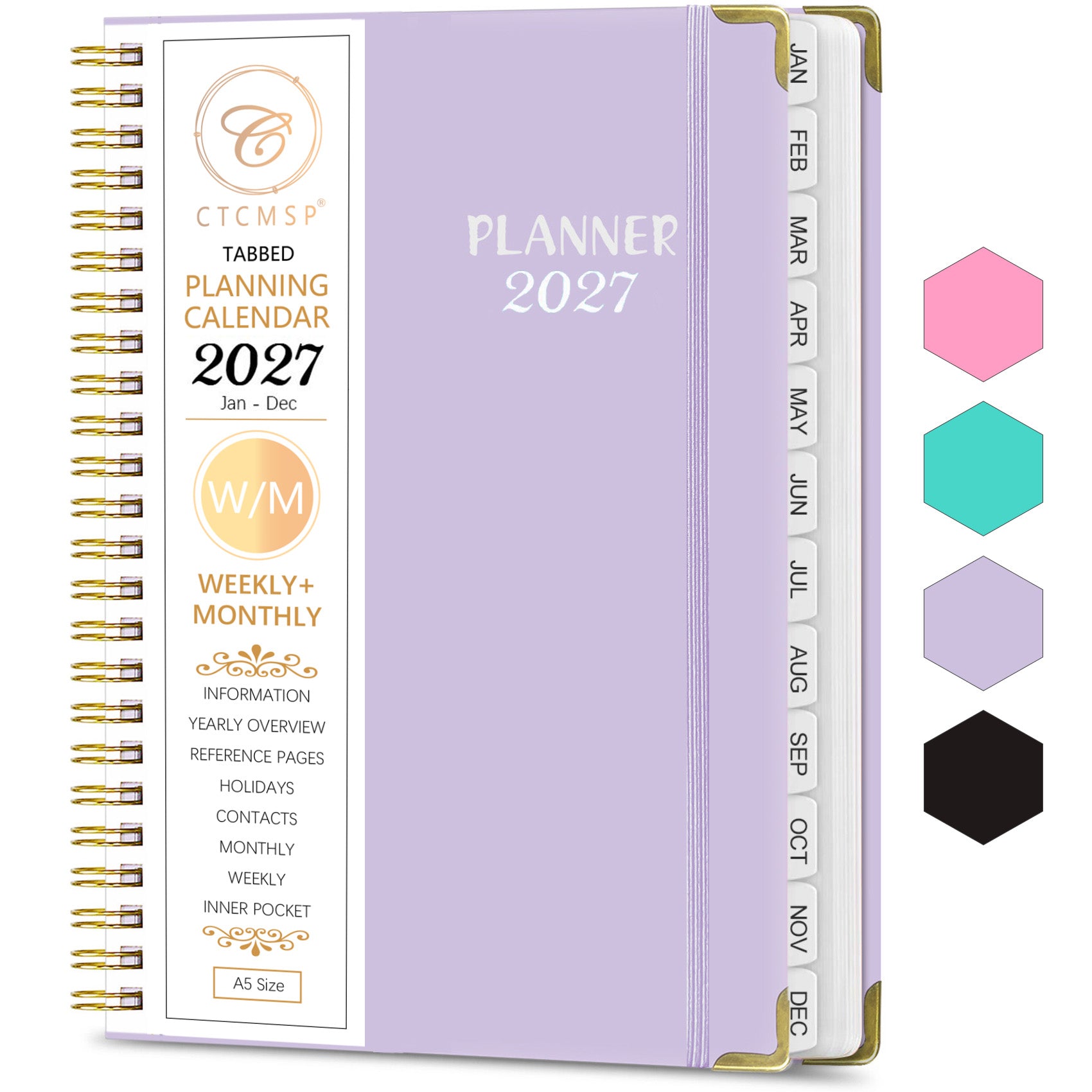 CTCMSP 2027 Planner Weekly Monthly Planner Calendar Notebook(Jan-Dec.2027,6.3"x8.5")Hardcover Daily Agenda Planner 2027 for Office,Home,Schedule,Academic Supplies