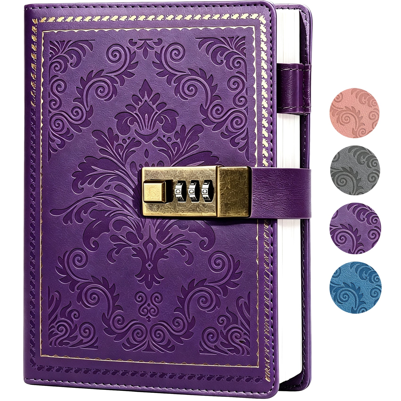 CTCMSP Diary Password Notebook with Lock,Vintage Refillable Personal Secret Locked Leather Journal for Writing Gift,6.3"x8.5"