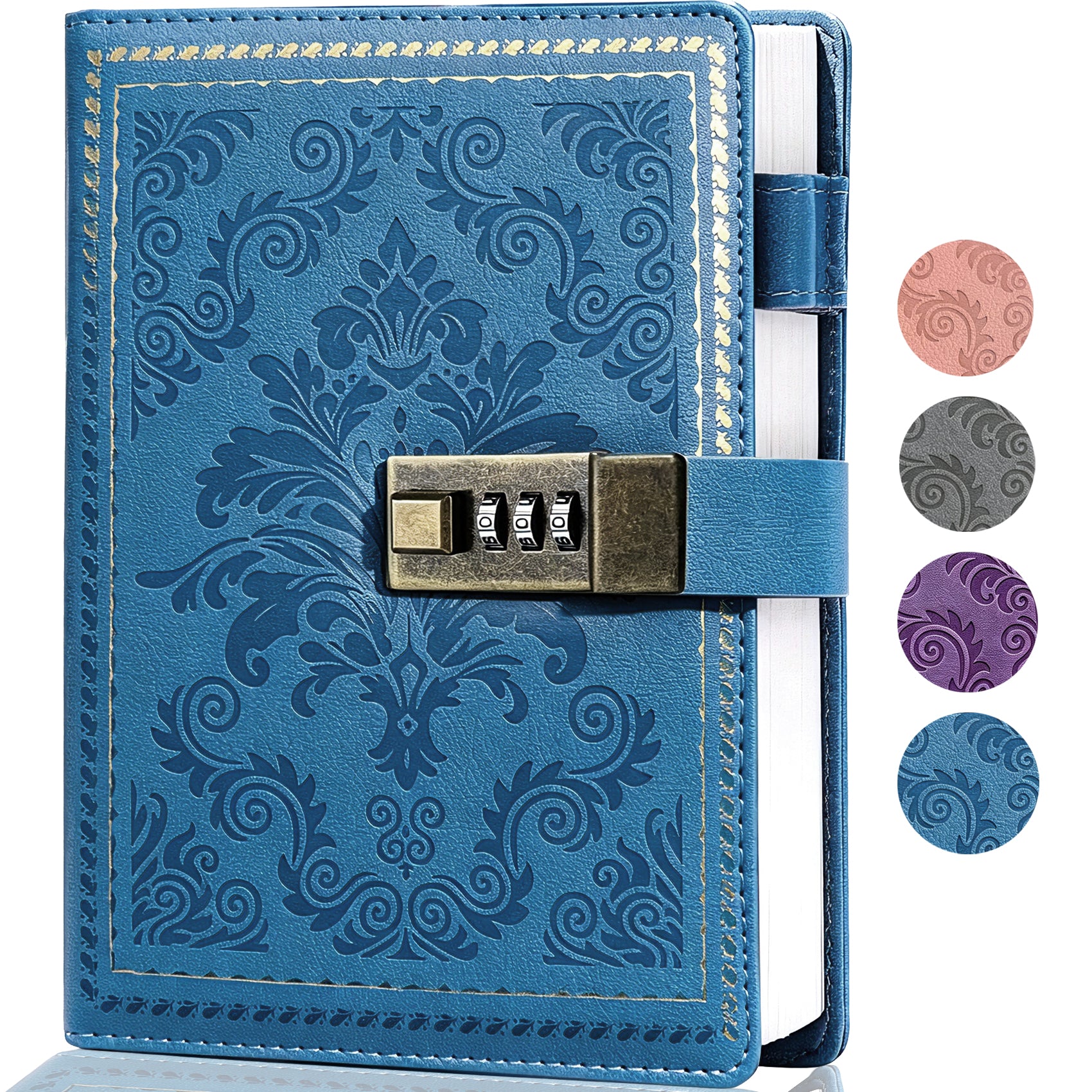 CTCMSP Diary Password Notebook with Lock,Vintage Refillable Personal Secret Locked Leather Journal for Writing Gift,6.3"x8.5"