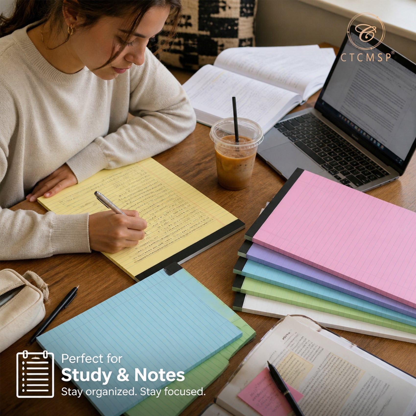 CTCMSP Note Pads Colored Legal Pads 5×8 Inch 6 Pack,Lined Writing Pads,600 Pages,Memo Note Paper for Study,Office,To-Do Lists